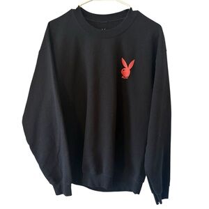 PLAYBOY Black Crewneck Sweater with Red Emblem